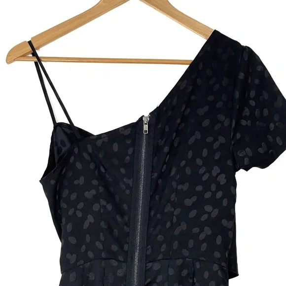 Reformed Women’s Small Black Polka Dot Print One Shoulder Dress Urban Outfitters - Picture 7 of 8